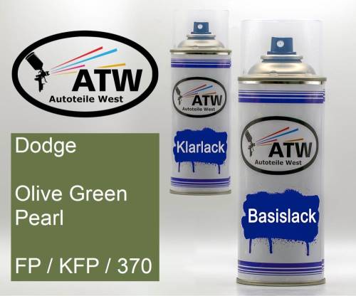 Dodge, Olive Green Pearl, FP / KFP / 370: 400ml Sprühdose + 400ml Klarlack - Set, von ATW Autoteile West.